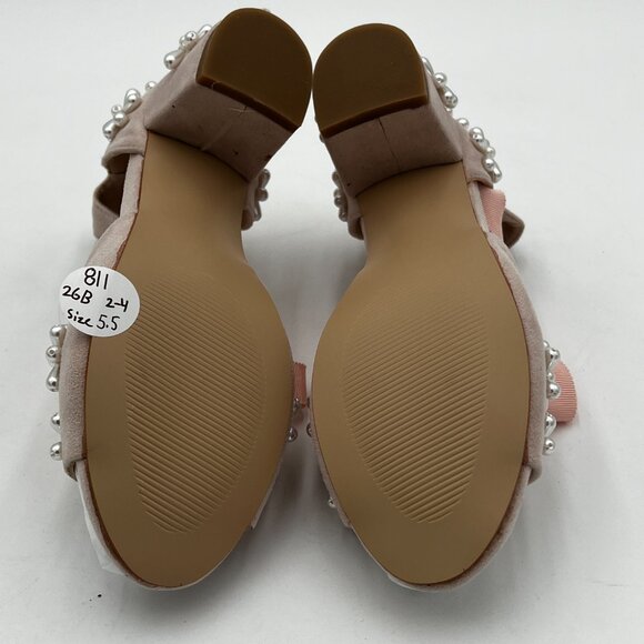 Women Chunky pear Block High Heel Peep Open Toe Sandals Ankle Strap Wedding Cute - Picture 5 of 5